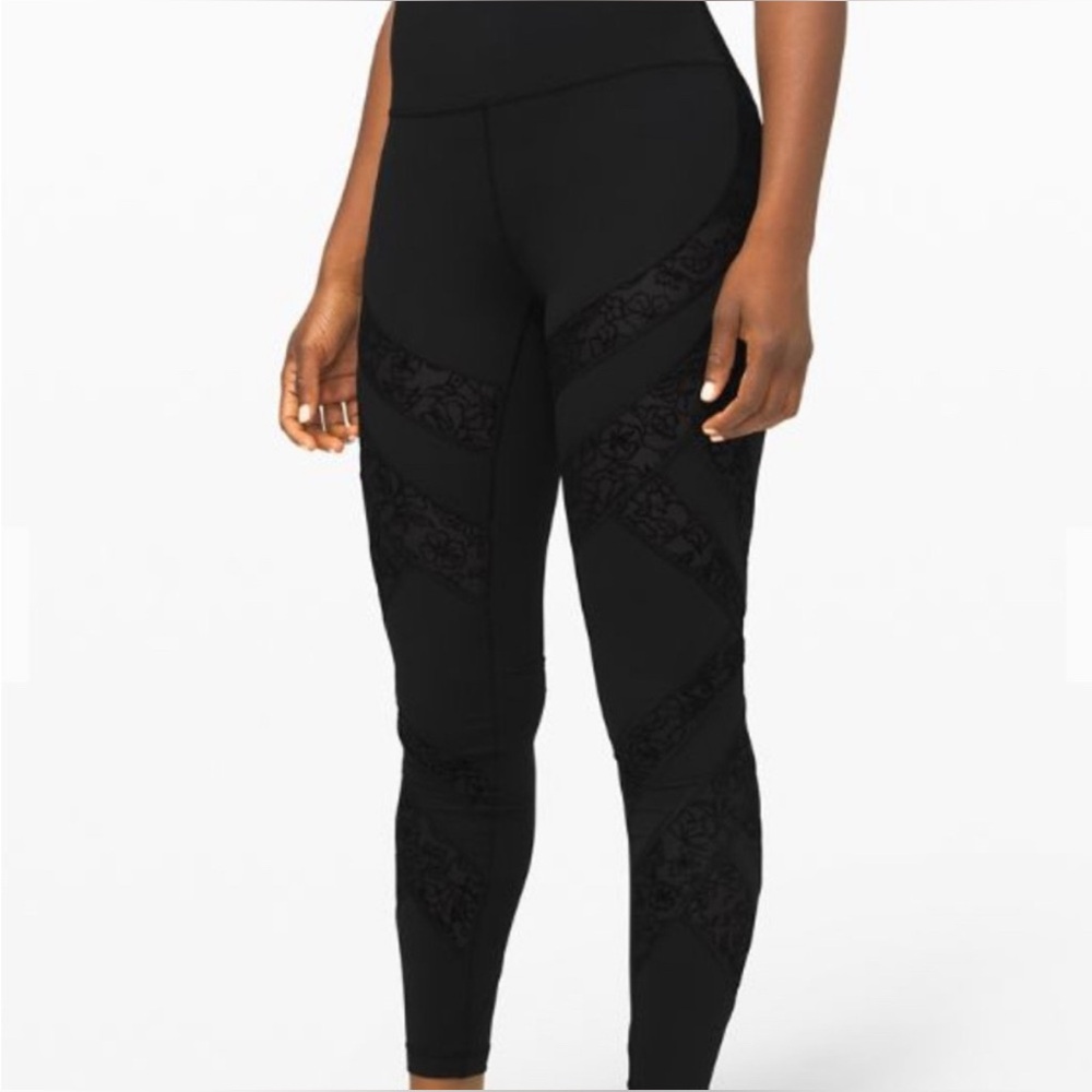lululemon athletica Black Lace Panel Leggings